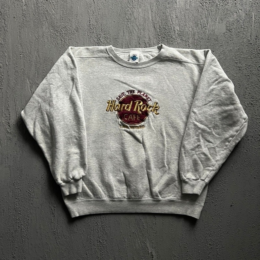 Vintage Hard Rock Cafe Sweatshirt Large Grey 1990s Las Vegas